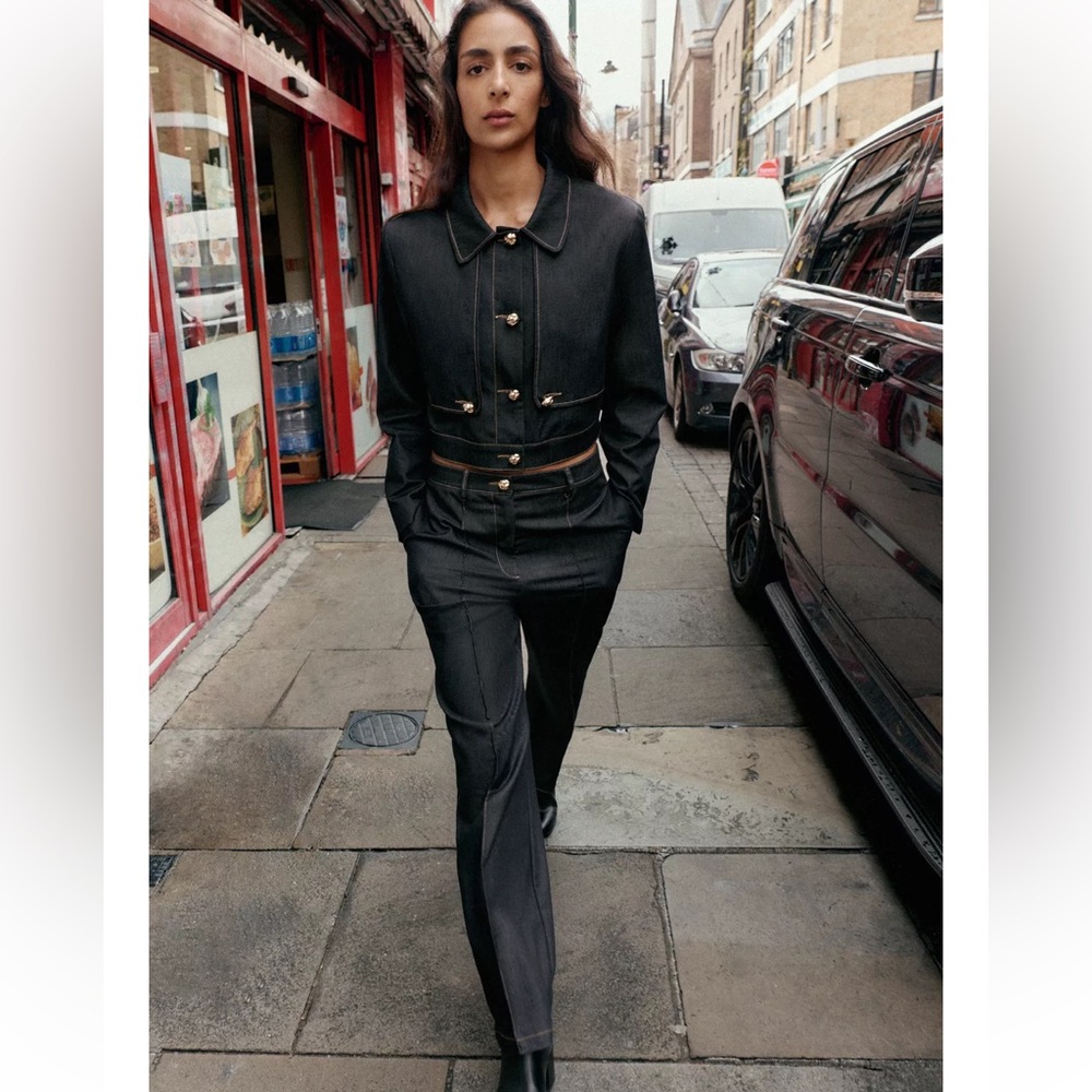 Zara contrasting stitch short Jacket - Picture 9 of 10